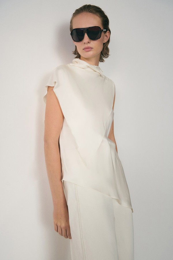 Asymmetric Satin Blouse from Mango