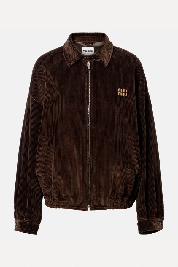 Oversized Cotton Corduroy Blouson Jacket from Miu Miu