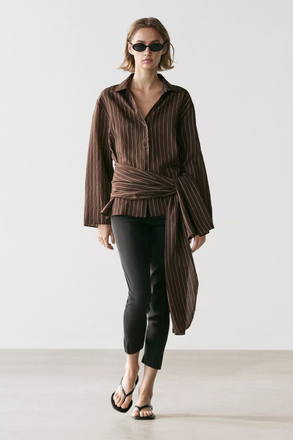 Striped Shirt With Scarf Detail