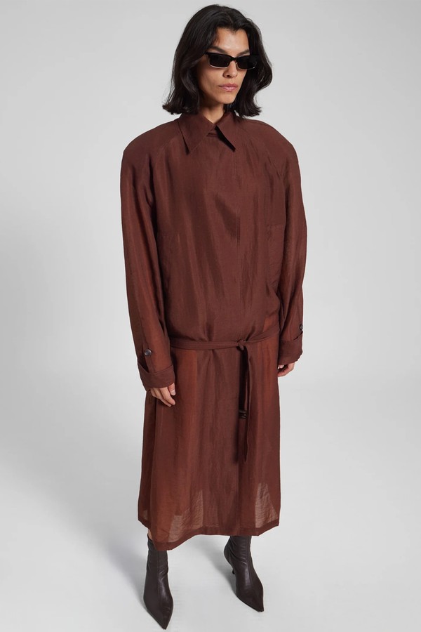 Ansel Sheer Scarf Collar Trench