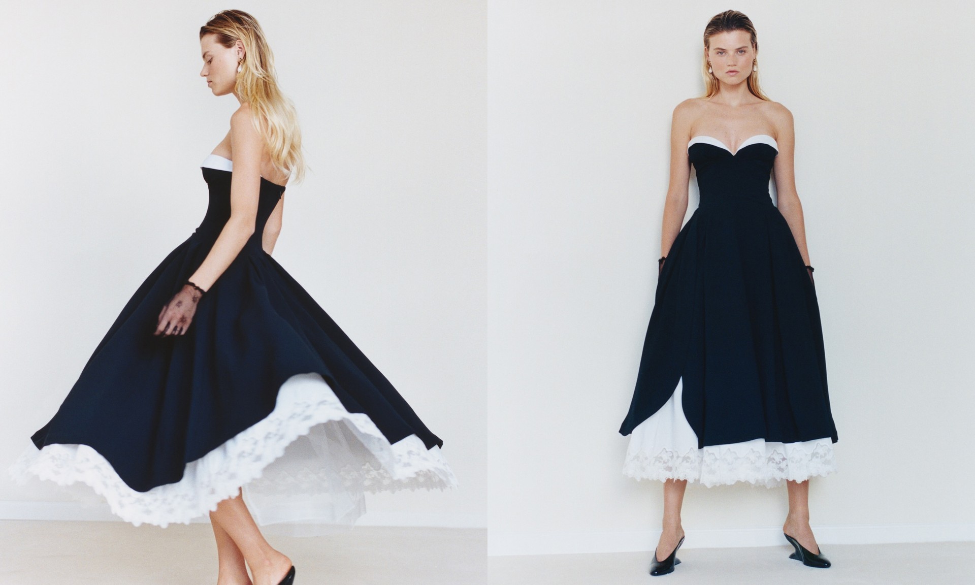 The Finale Midi Dress With Lace & Poplin, AED 3,170 | Helsa