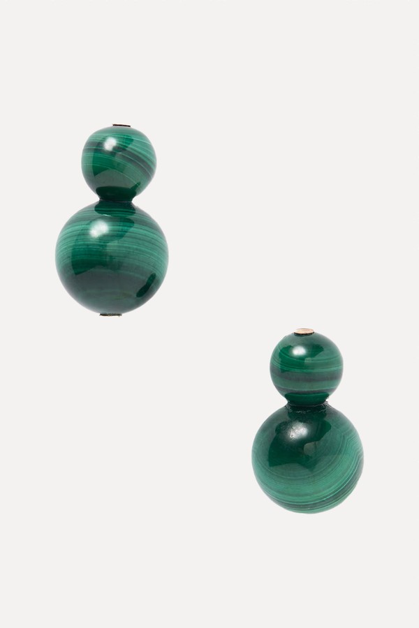 Cara Gold-Tone Malachite Earrings from JENNIFER BEHR