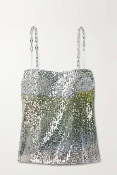 Elody Chain-Embellished Sequined Tulle Top from In The Mood For Love