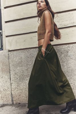 Poplin Midi Skirt, AED 179 | Zara