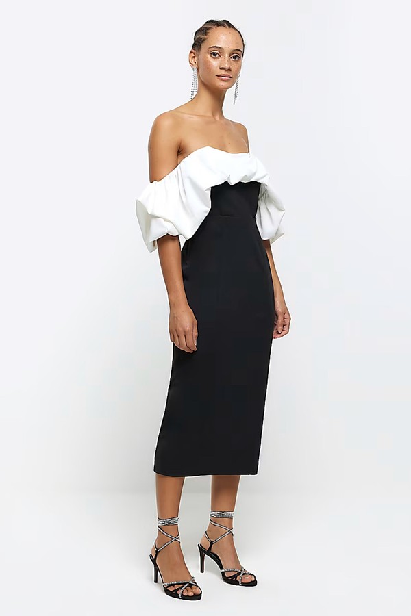 Black Bardot Boydcon Midi Dress from River Island