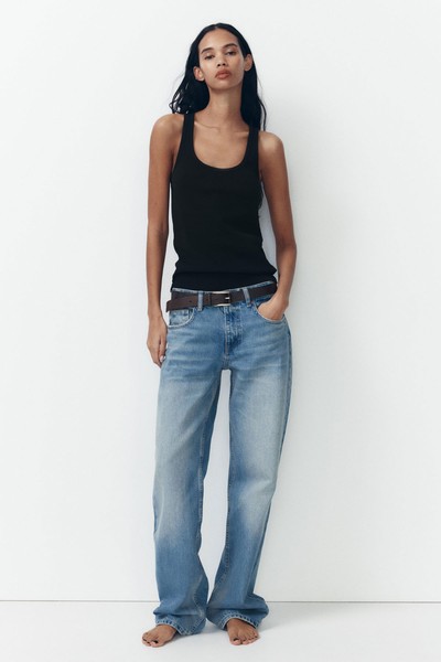 Wide-Leg Mid-Rise Full Length Jeans