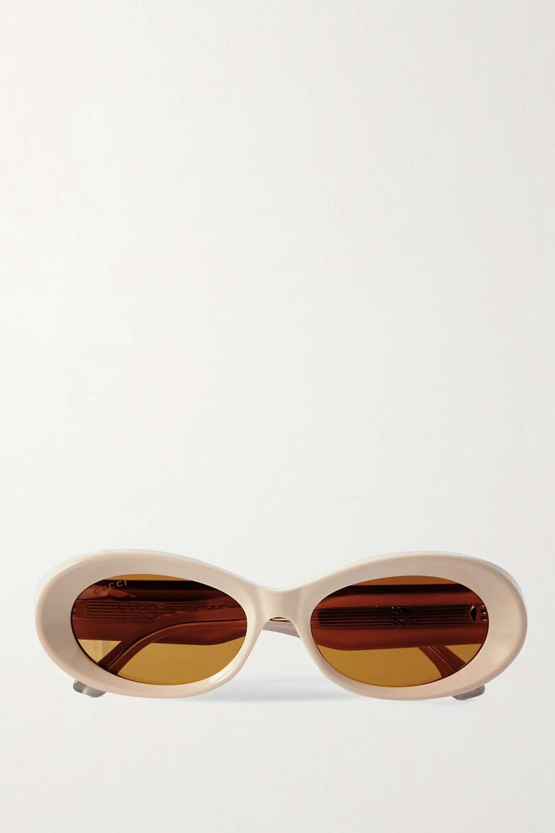 Oval-Frame Embellished Acetate Sunglasses from Gucci Eyewear