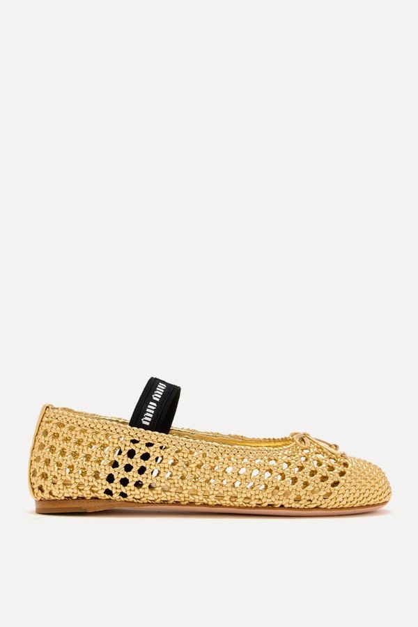 Woven Mordoré Nappa Leather Ballerinas from Miu Miu