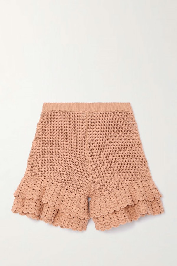 Ruffled Crocheted Cotton Shorts from Chloé