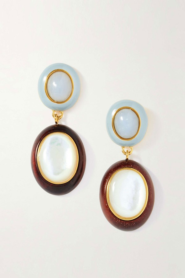 Papaya Gold-Plated & Mother-Of-Pearl Earrings from Lizzie Fortunato