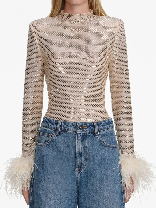 Rhinestone Feather Top