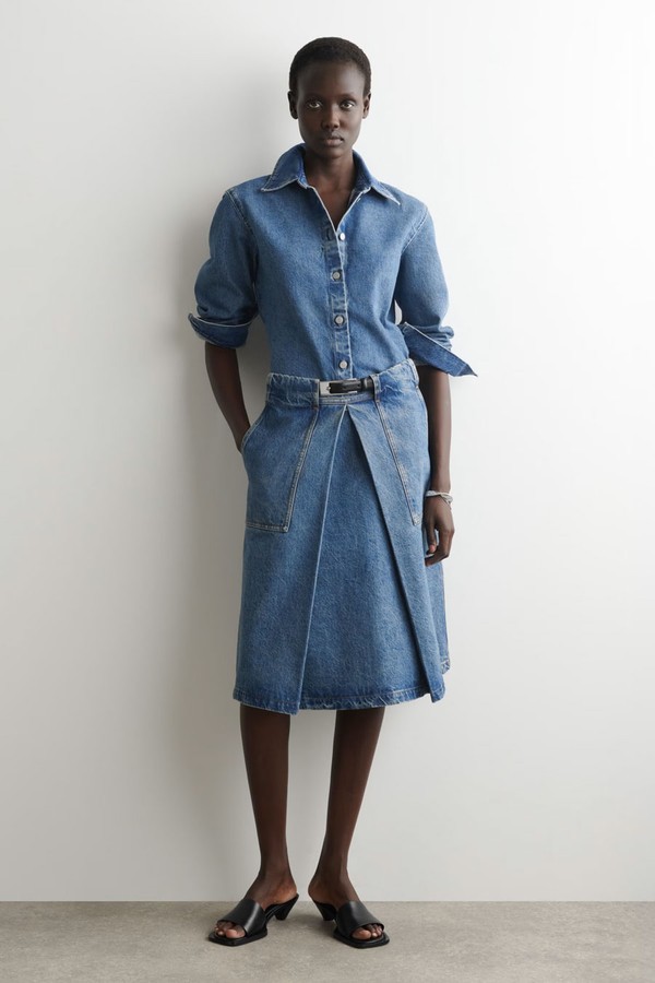 Denim A-Line Utility Skirt