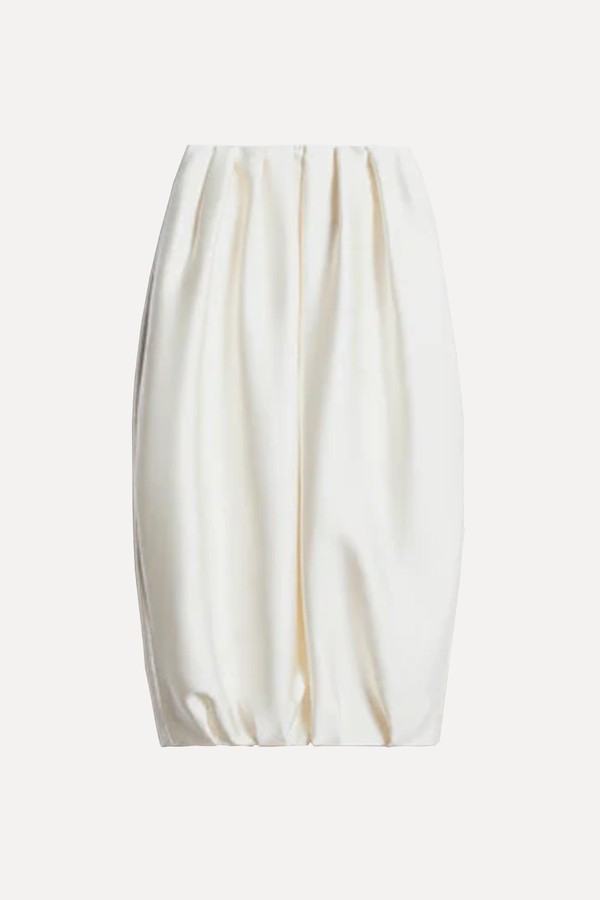 Bubble-Hem Satin Skirt