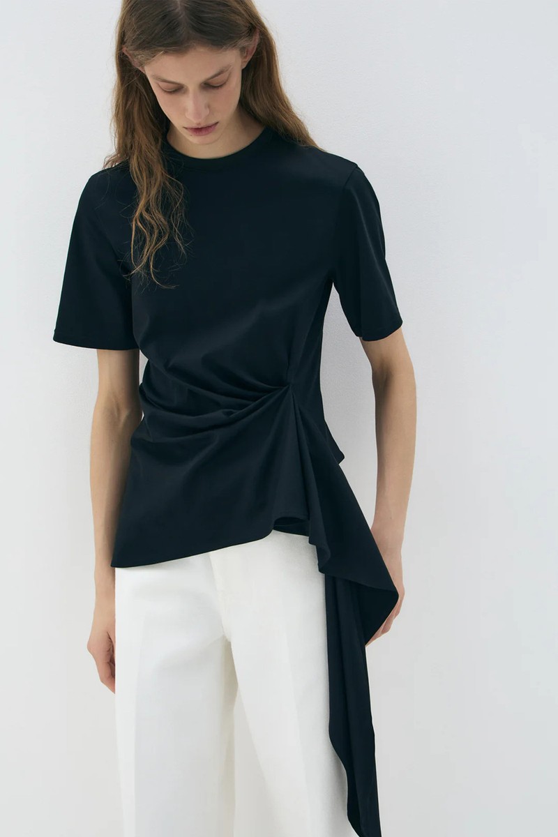 Asymmetric Cotton Interlock T-Shirt