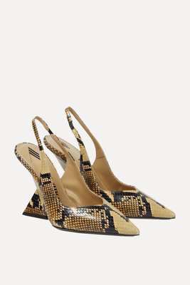 Cheope Snake-Effect Leather Slingback Pumps from The Attico