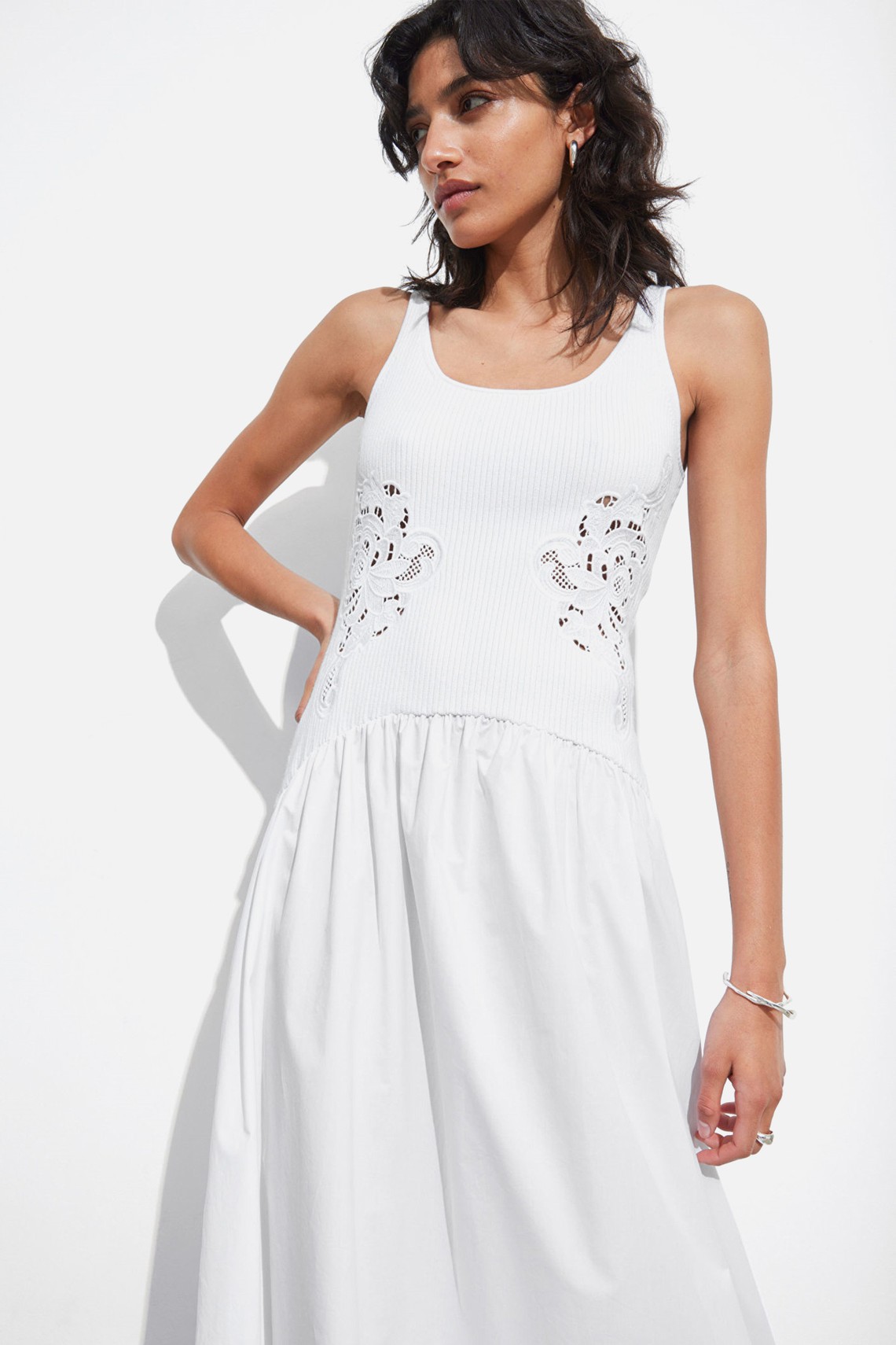 Embroidered Tank Midi Dress