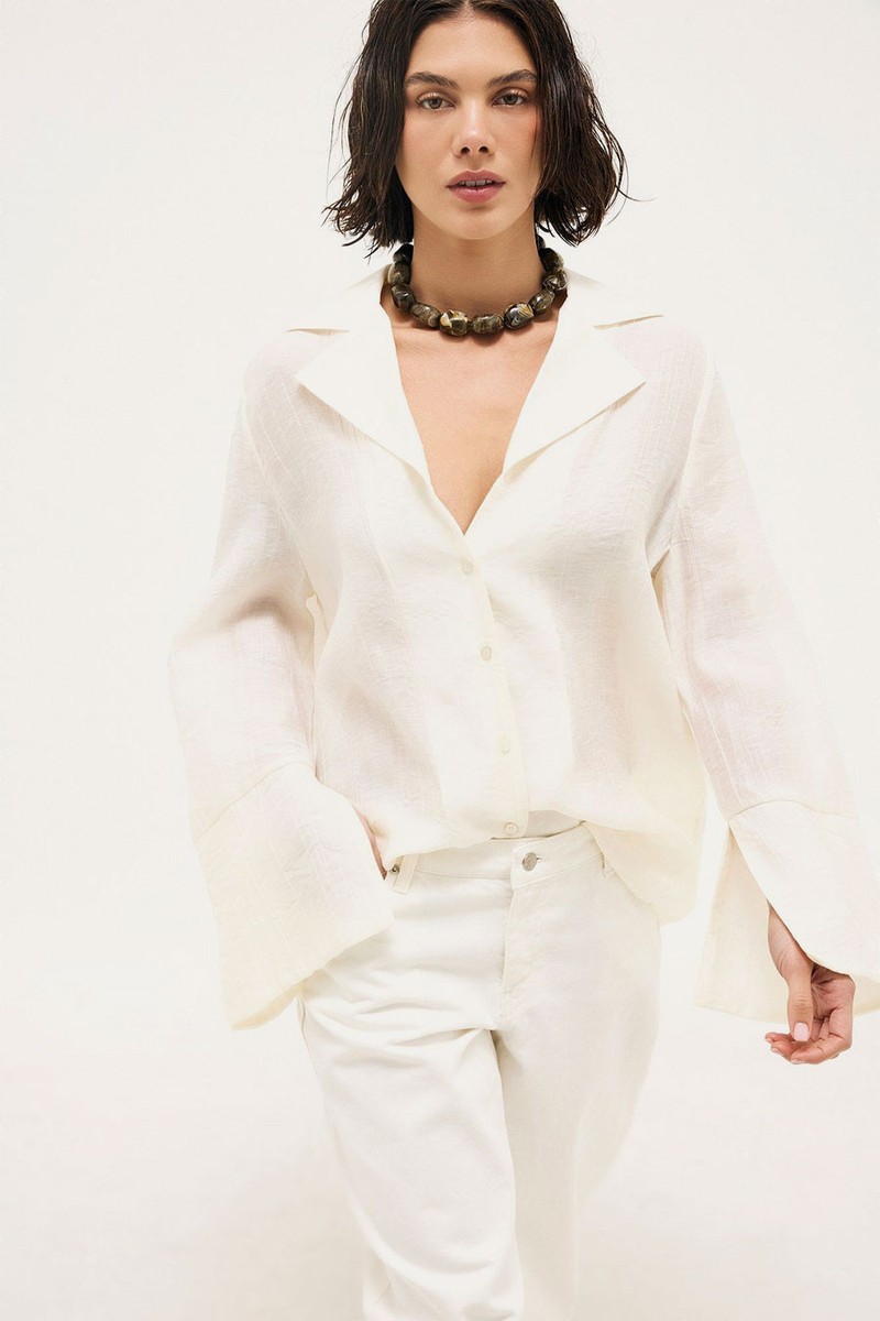 Lyocell Blend Crinkle Shirt