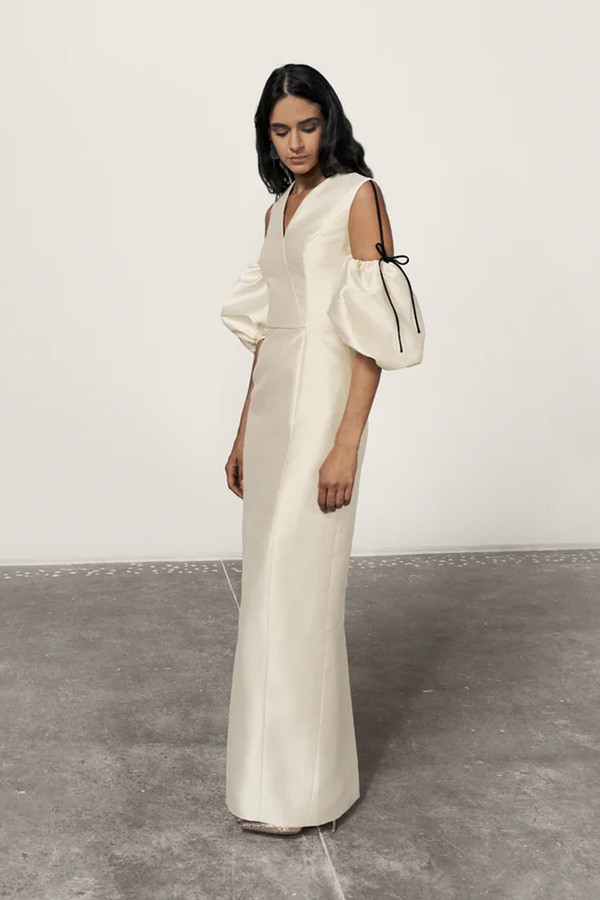 Cold Shoulder V Neck Gown