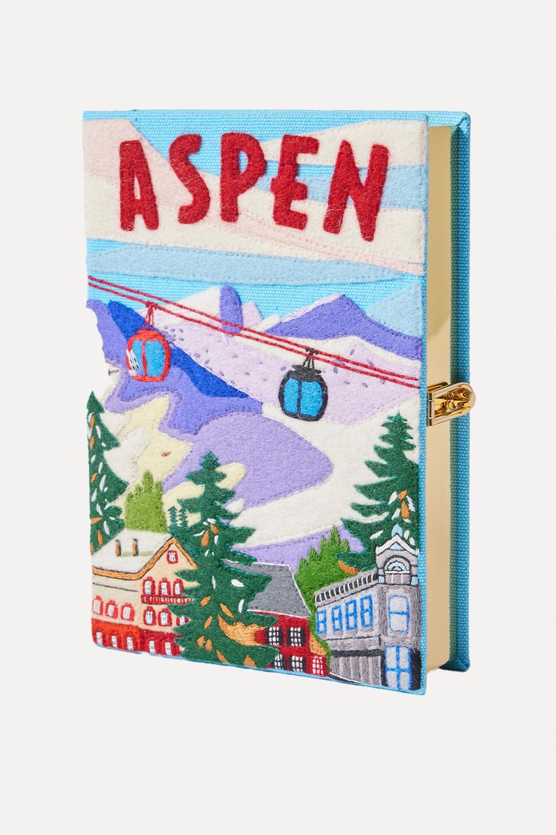 Aspen Embroidered Appliquéd Canvas Clutch from  Olympia Le-Tan