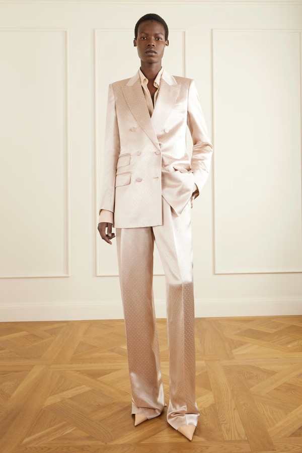 Polka- Dot Satin Straight-Leg Pants from TOM FORD