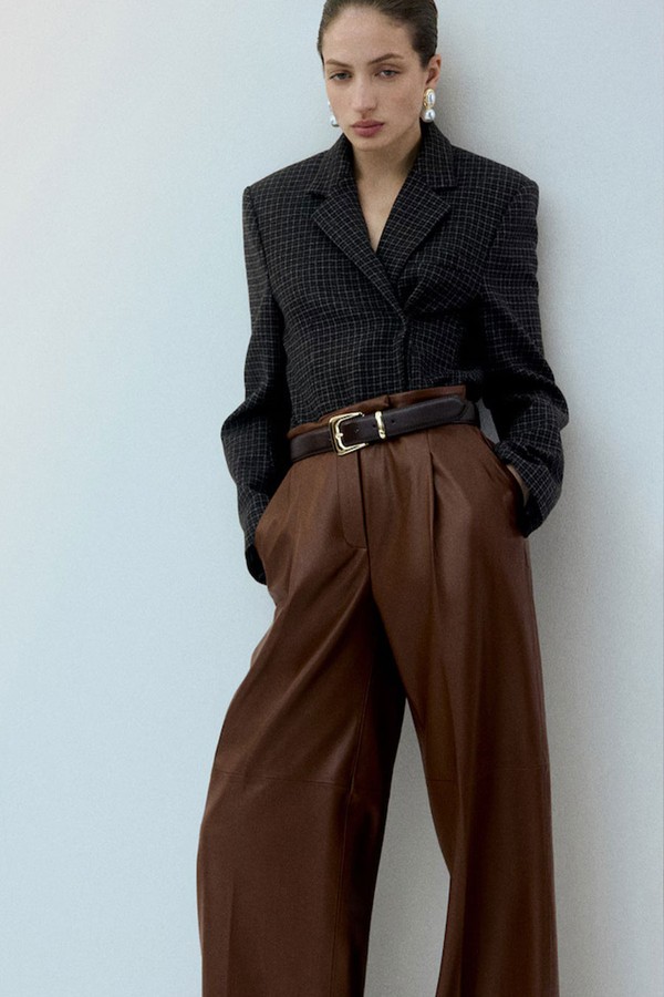 Wide-Leg Faux-Leather Trousers