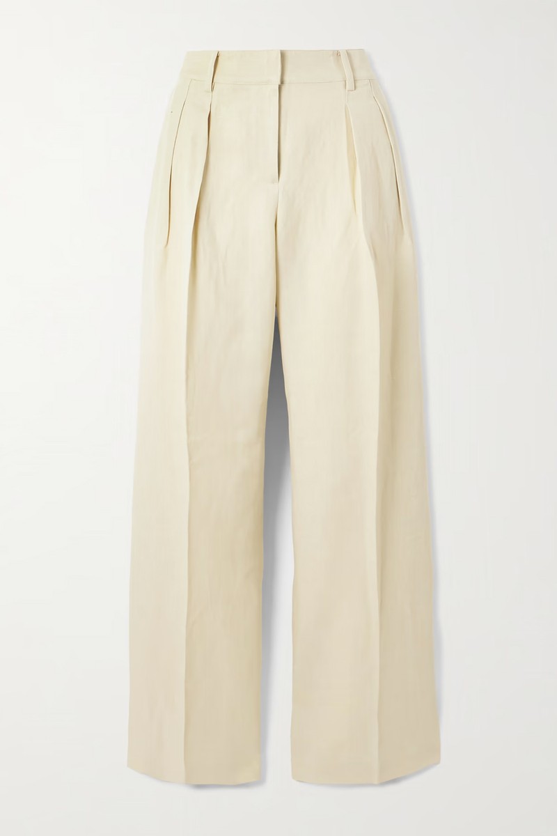 Daytona Pleated Lyocell & Linen-Blend Wide-Leg Pants from The Frankie Shop