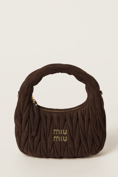 Wander Matelassé Suede Hobo Bag from Miu Miu