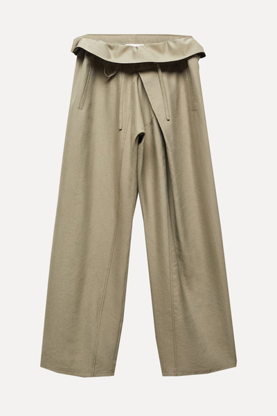 Wideleg Trousers With Turn-Up Waist from Mango