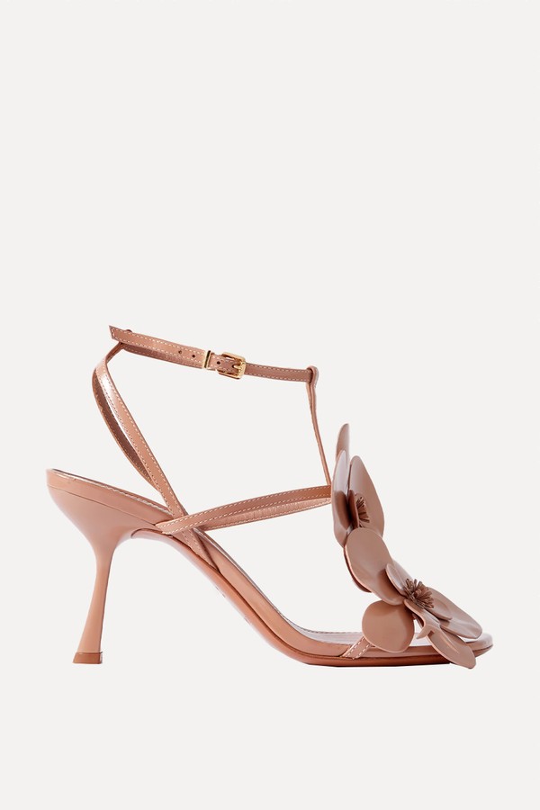 Orchid Appliquéd Glossed-Leather Sandals from   Zimmerman