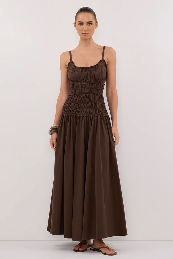 Toby Bitter Choc Cotton Midi Dress from Dissh