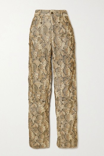 Emmy Snake-Print Cotton-Blend Corduroy Wide-Leg Pants from Isabel Marant