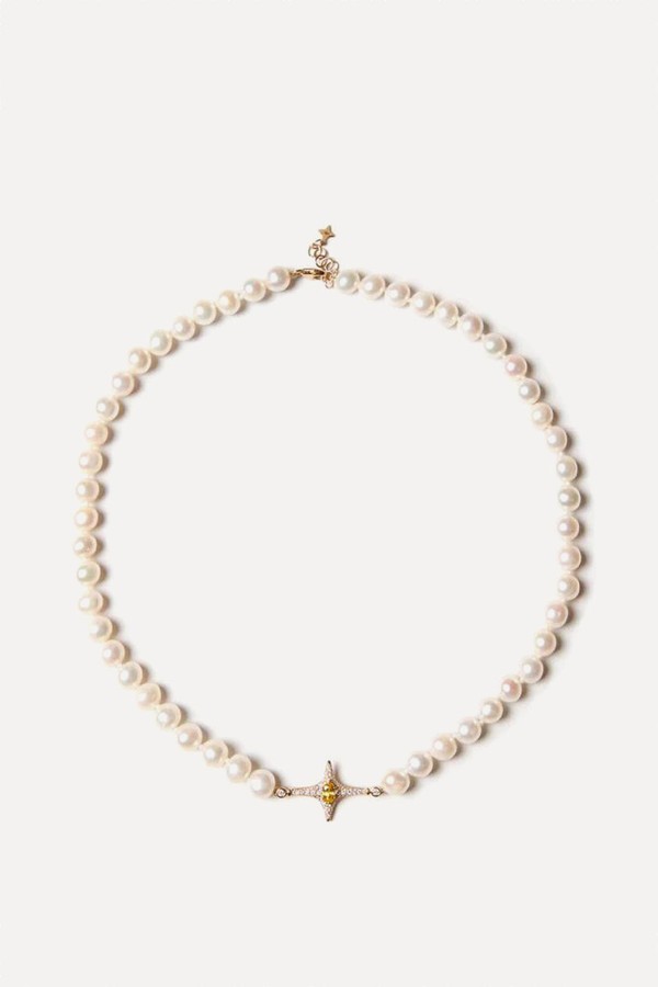 Selene Yellow Citrine Pearl Necklace from Ofa