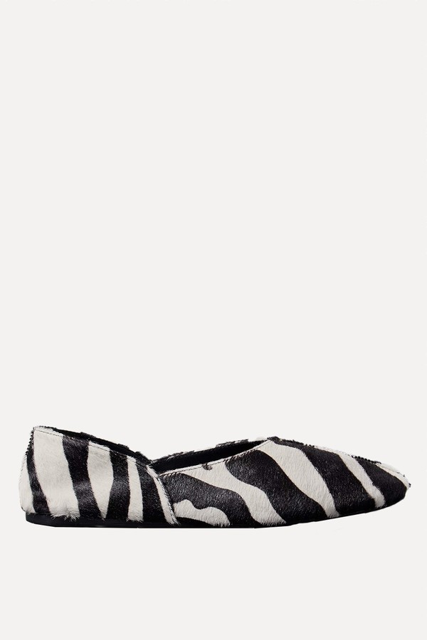 Jane Zebra-Print Calf Hair Flats from Khaite 