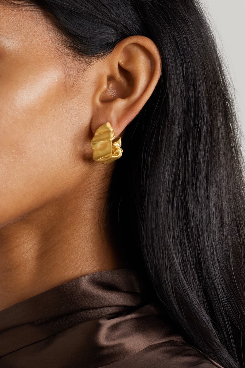 Crumpled Gold-Plated Hoop Earrings from Completedworks