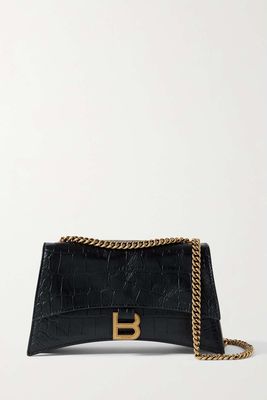 Crush Small Croc-Effect Leather Shoulder Bag from Balenciaga
