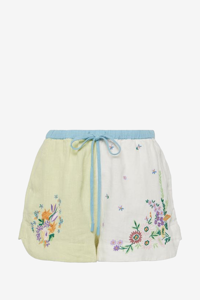 Willa Embroidered Linen Shorts from Alémais