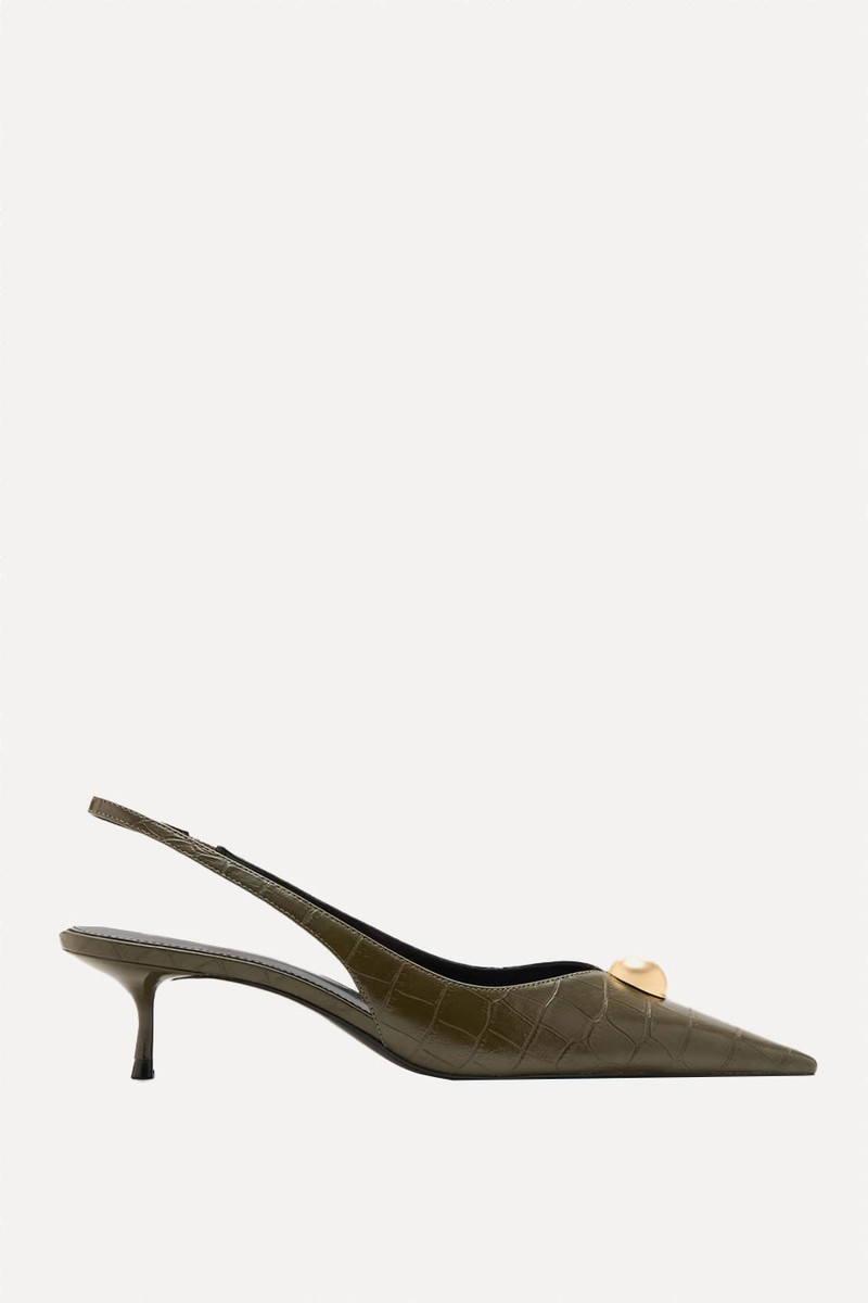Croc-Effect Leather Shoes from Mango