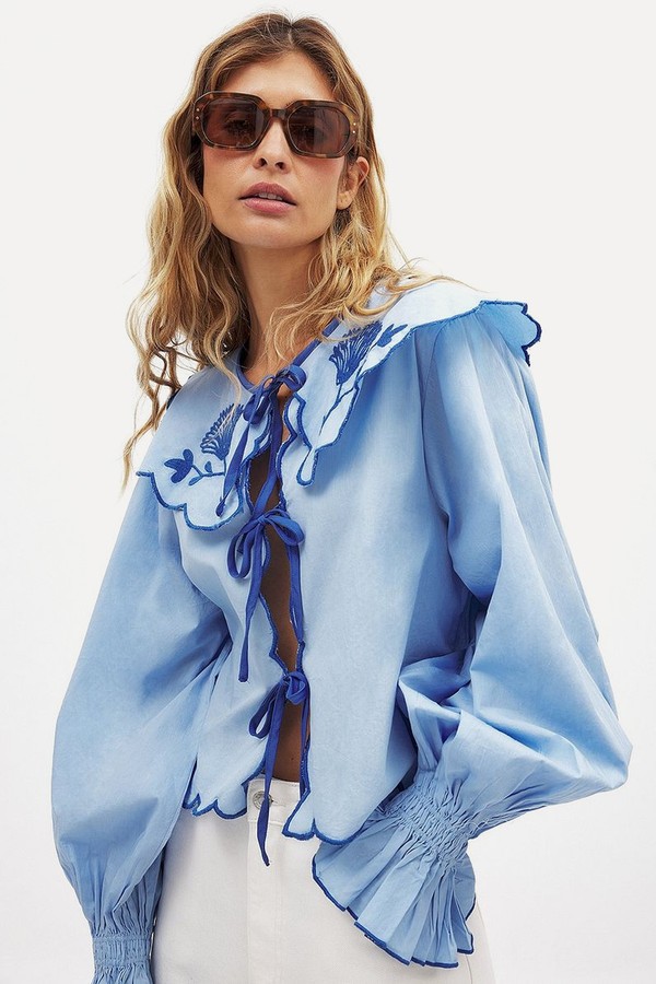 Embroidery Detail Big Collar Blouse from NA-KD