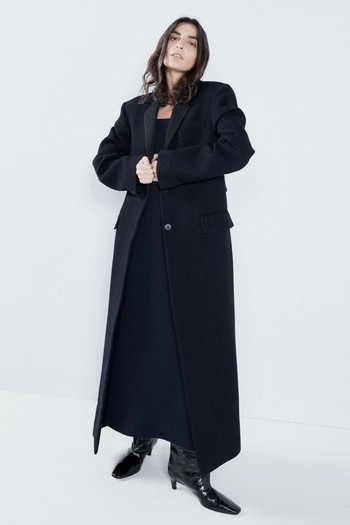 Martingale-Belt Longline Wool Tuxedo Coat from Raey