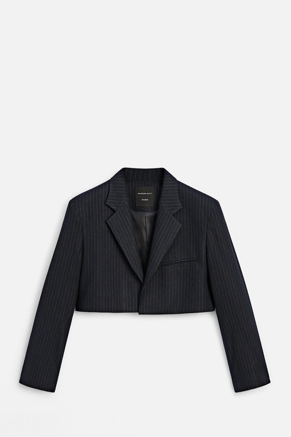 Pinstriped Cropped Blazer