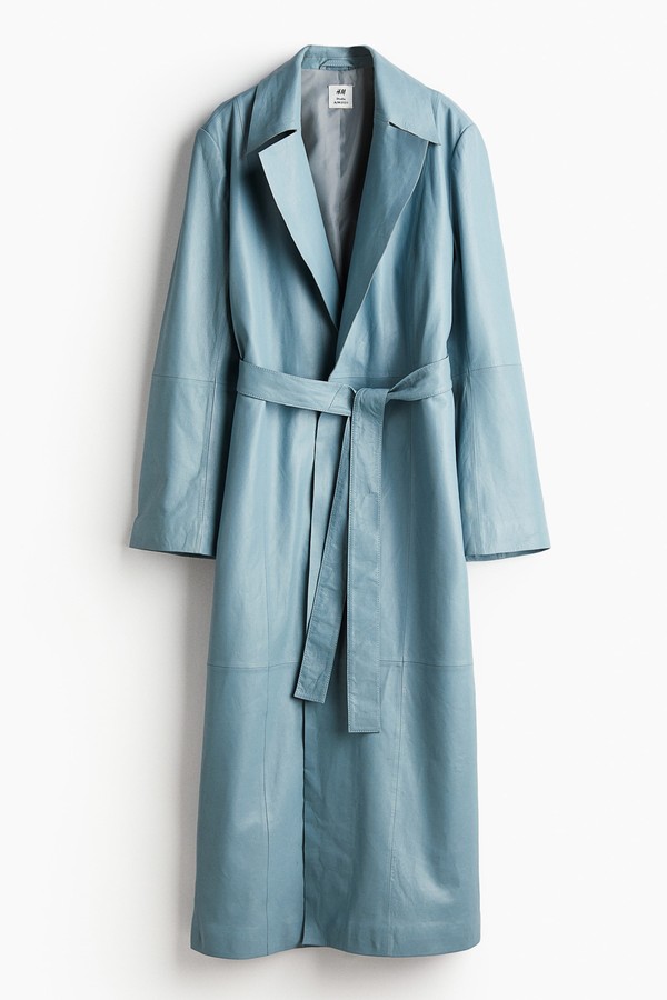 Leather Tie-Belt Coat