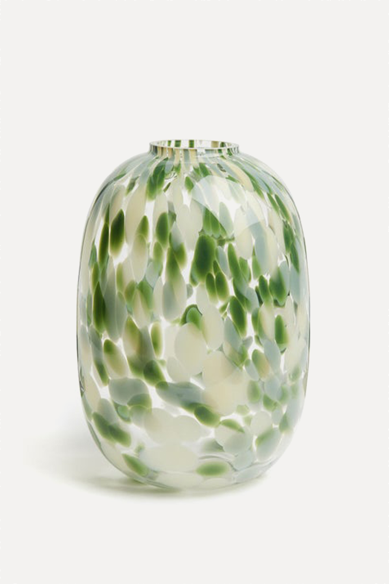 Patterned Large Glass Vase