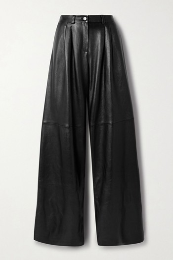 Pleated Leather Wide-Leg Pants from Magda Butrym