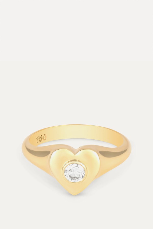 Heart Diamond Signet Ring