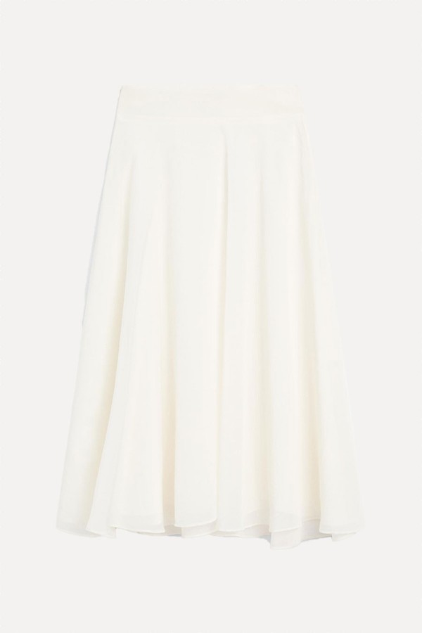 Midi Skirt With Yoke & Flounce from Massimo Dutti