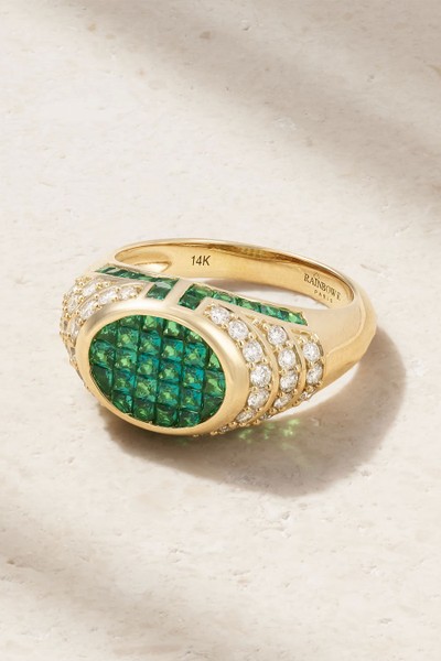 Lady 14-Karat Gold, Emerald & Diamond Ring from Rainbow K