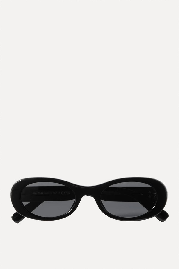 Oval-Frame Acetate Sunglasses from Miu Miu