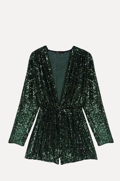 Sequinned Wide-Legged Playsuit from Maje