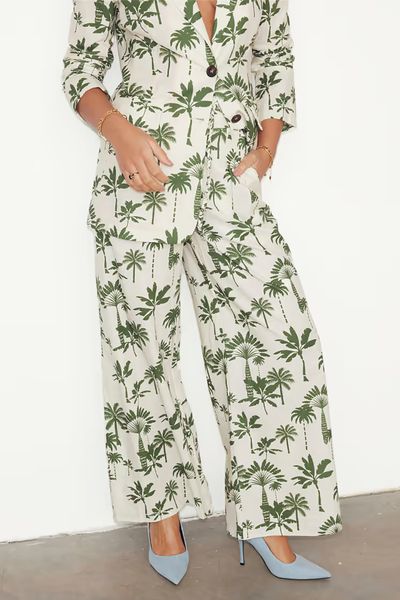 Green Palm Linen Rhea Trousers, AED 615 | Never Fully Dressed