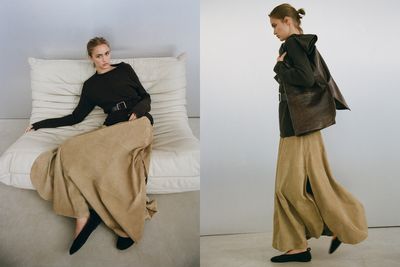 Long Nappa Leather Skirt With Side Slits, AED 1,699 | Massimo Dutti
